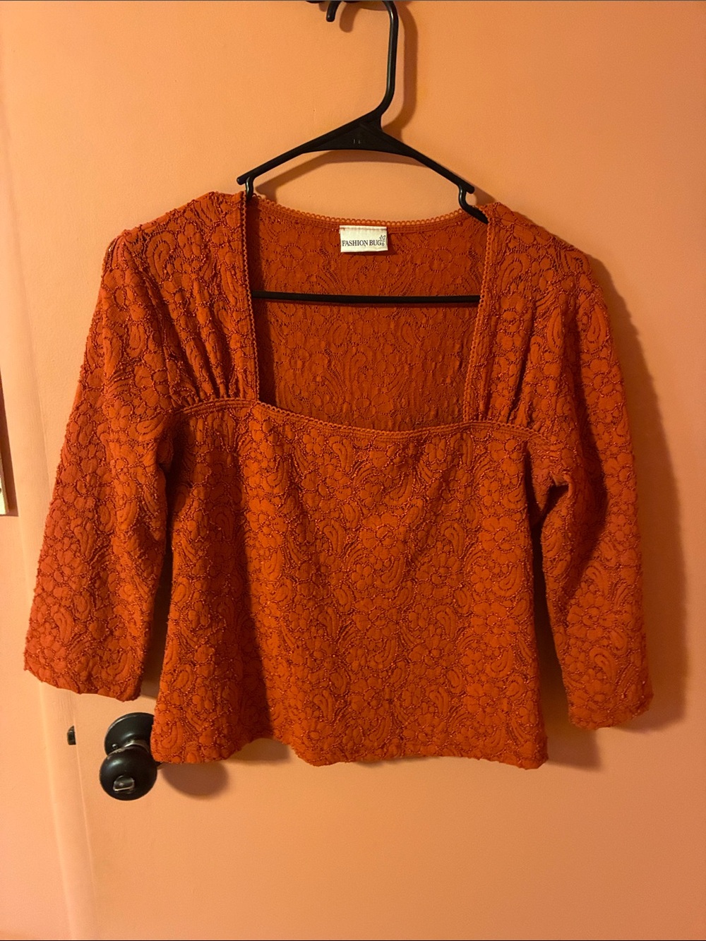 Fashion Bug Orange Lace Square-Neck Blouse